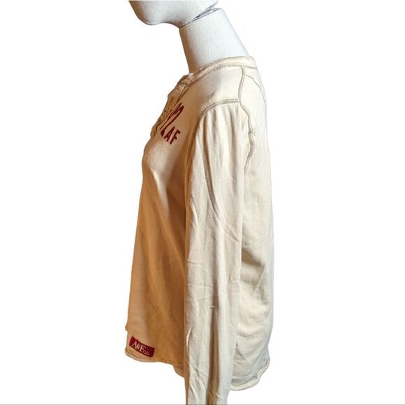 Vintage Abercrombie Cream Button Logo Long Sleeve Tee Shirt - Picture 5 of 8